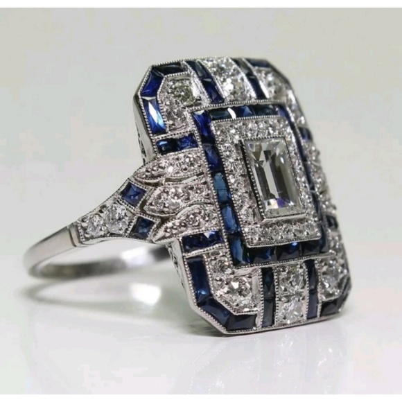 Unbranded Jewelry - White and Blue Topaz Womens Ring Size 8 Silver